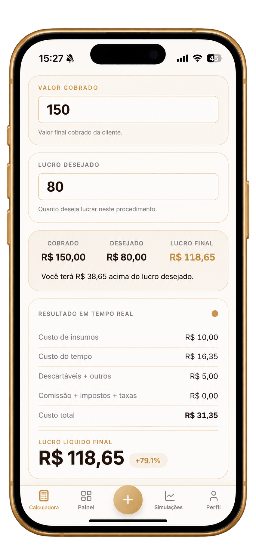 Resultado em tempo real